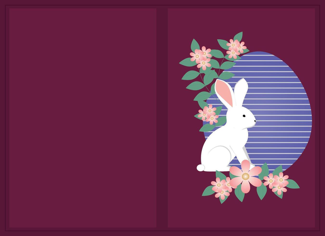 Bunny paper banner for backgrounds, with easter egg bunny and flowers, card template vector