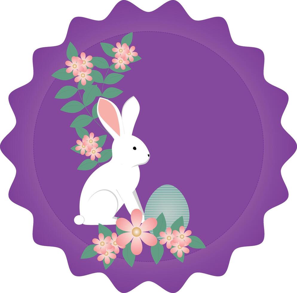 Bunny paper banner for backgrounds, with easter egg bunny and flowers vector