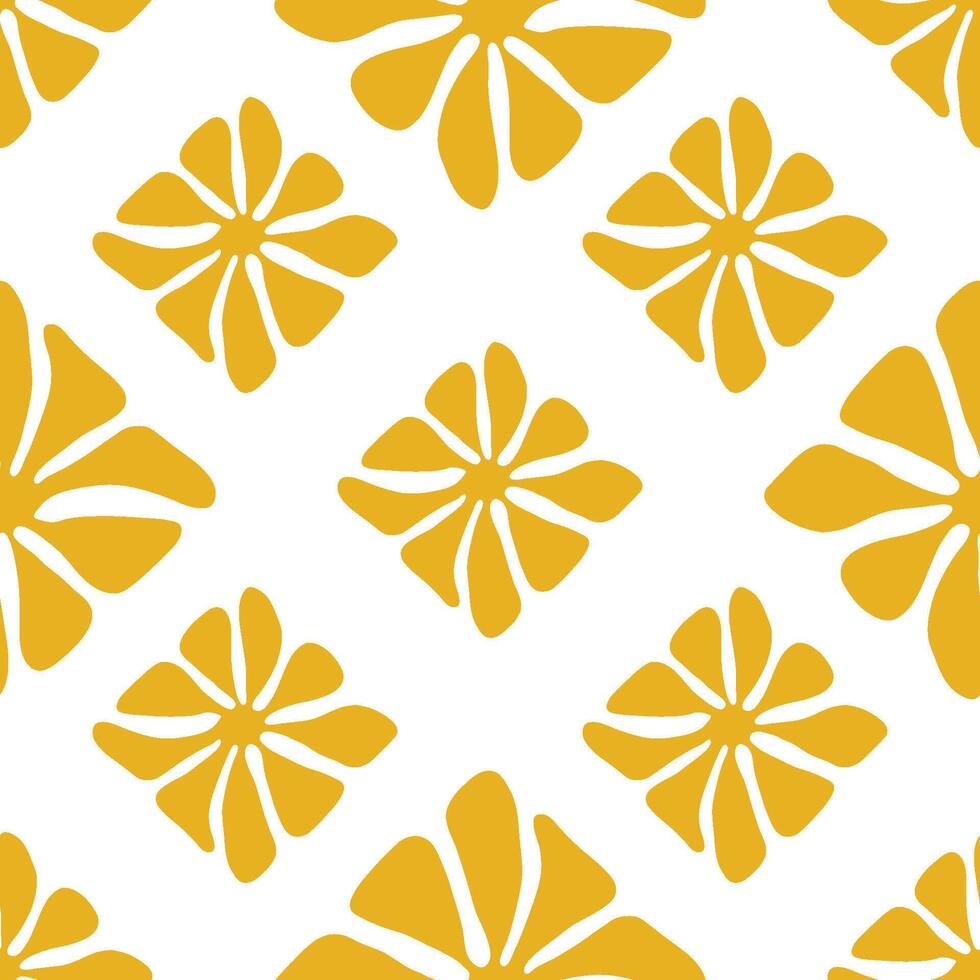 Modern boho abstract floral seamless pattern. Yellow matisse inspired art illustration. vector