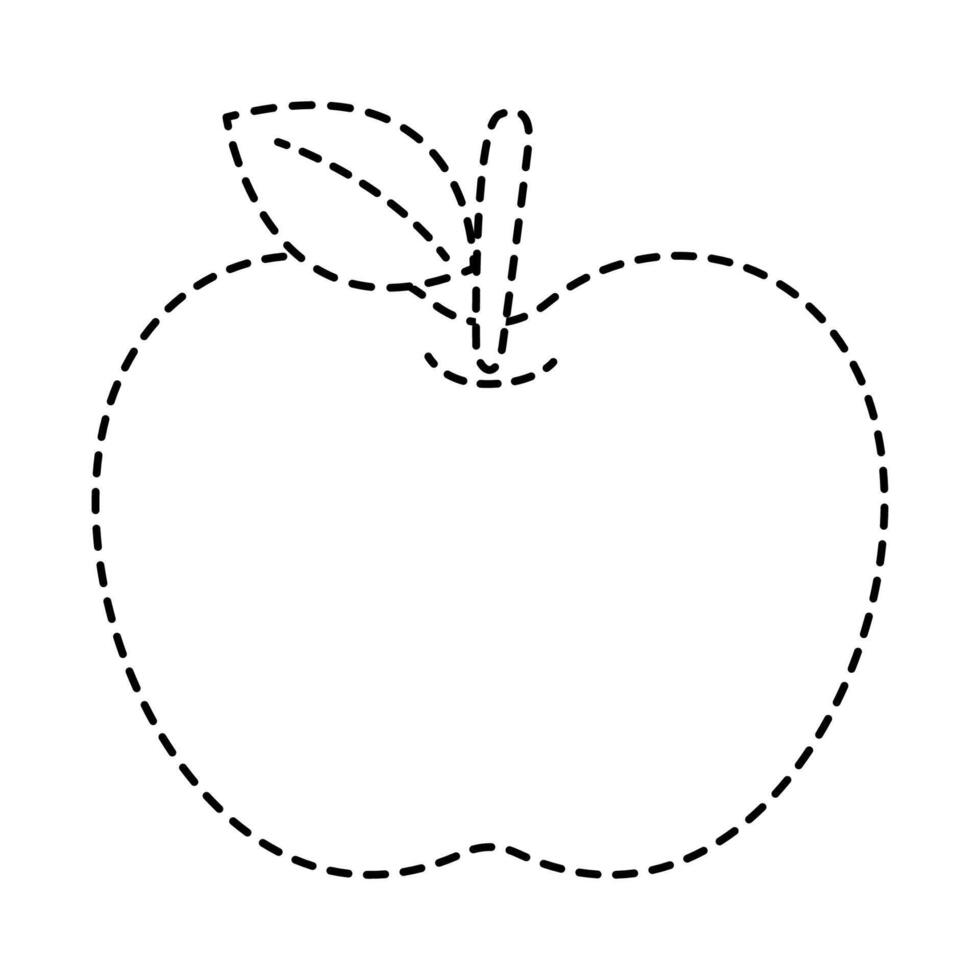 apple trace the letter and picture. Educational children tracing game. vector