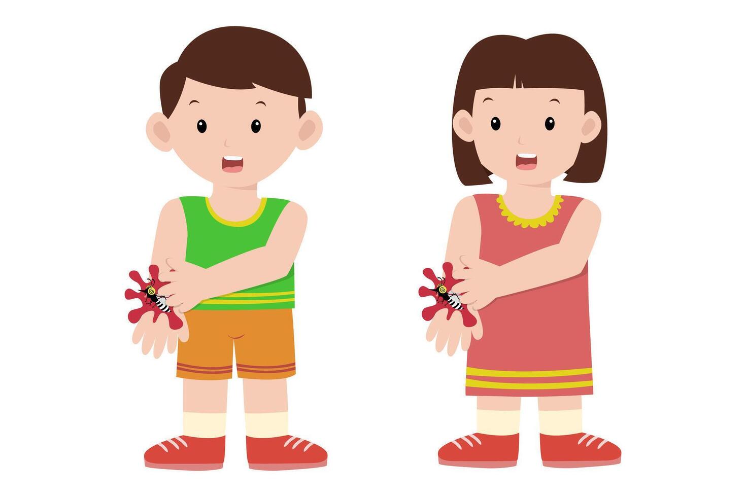 child hit mosquito on arm. dengue fever concept vector
