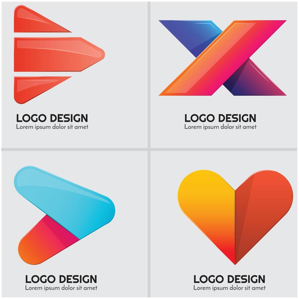 Abstract logos with different colors vector