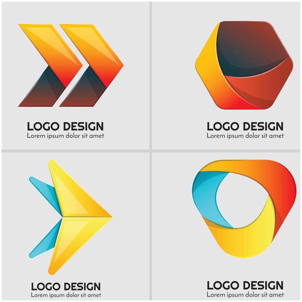 Abstract logos with different colors vector