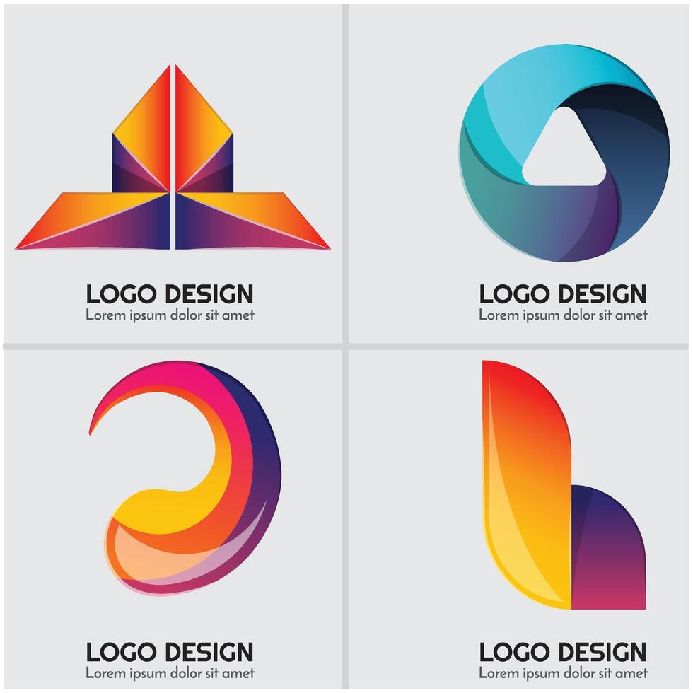 Abstract logos with different colors vector