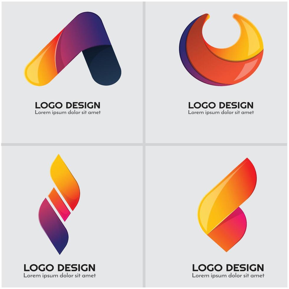 Abstract logos with different colors vector