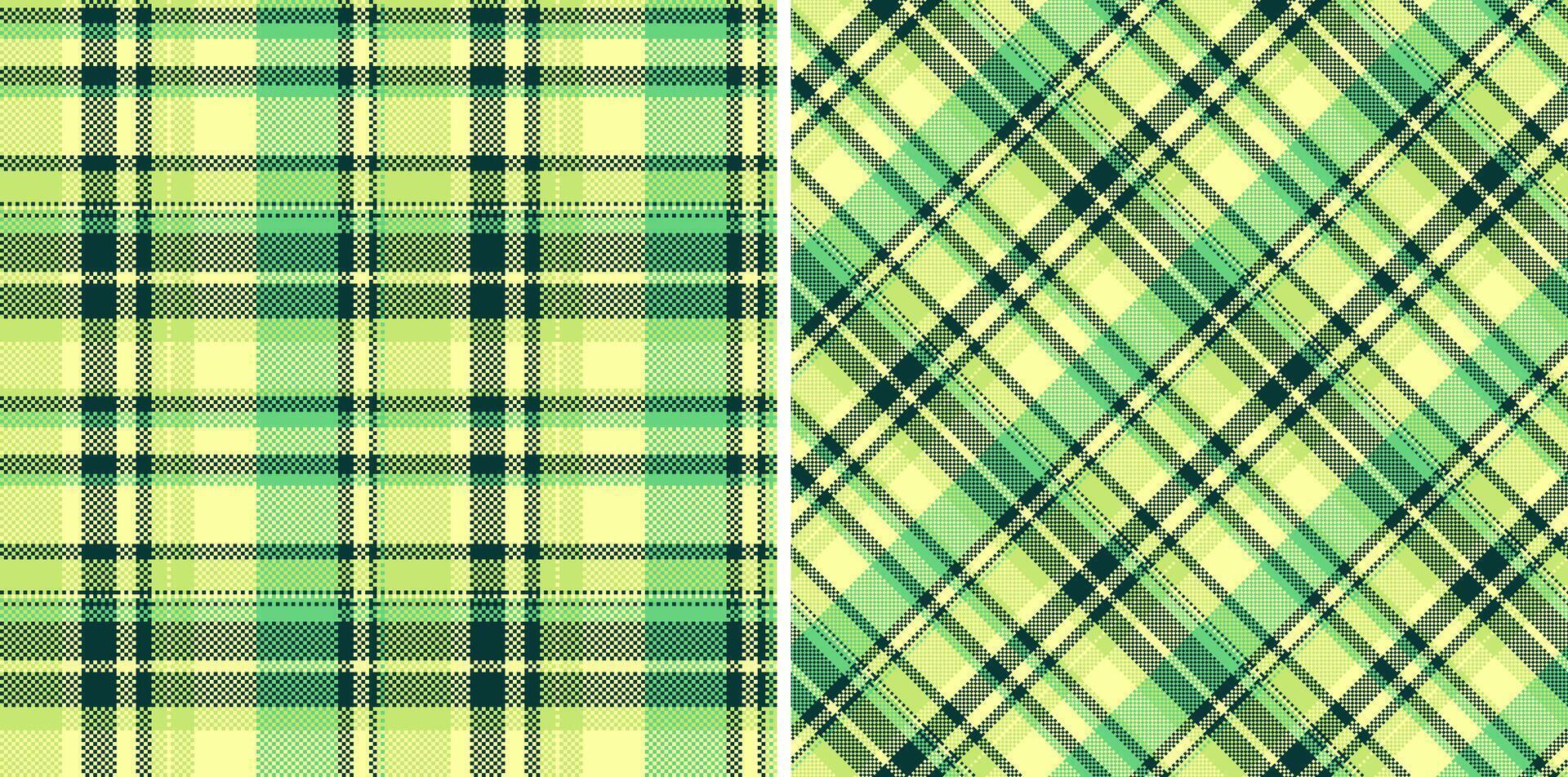 Textile fabric tartan of check seamless background with a texture pattern plaid. Set in happy colors for festive season decorations. vector
