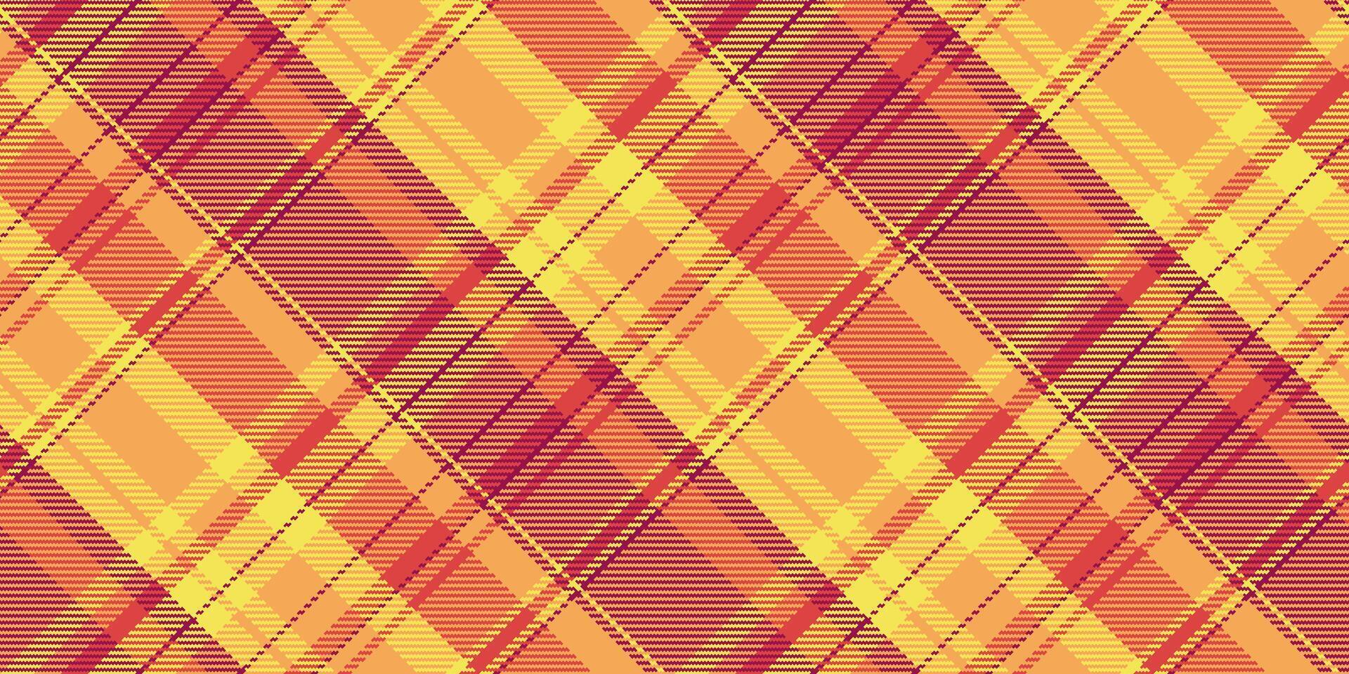 Mockup tartan background textile, fiber check fabric . Eps plaid texture seamless pattern in orange and yellow colors. vector