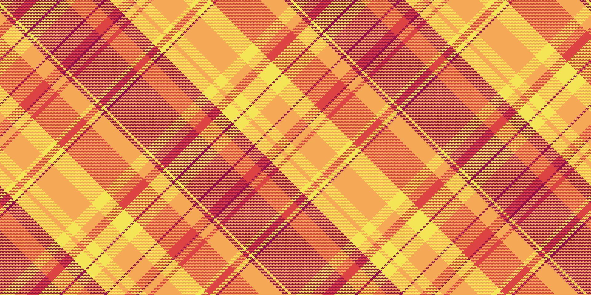 Mockup tartan background textile, fiber check fabric . Eps plaid texture seamless pattern in orange and yellow colors. vector