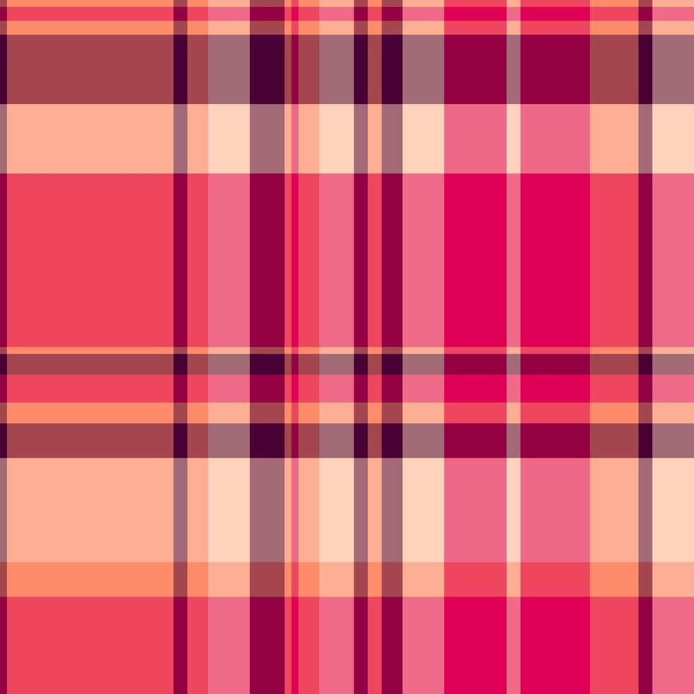Stripe fabric background, bed check pattern texture. Kingdom textile plaid tartan seamless in red and pink colors. vector