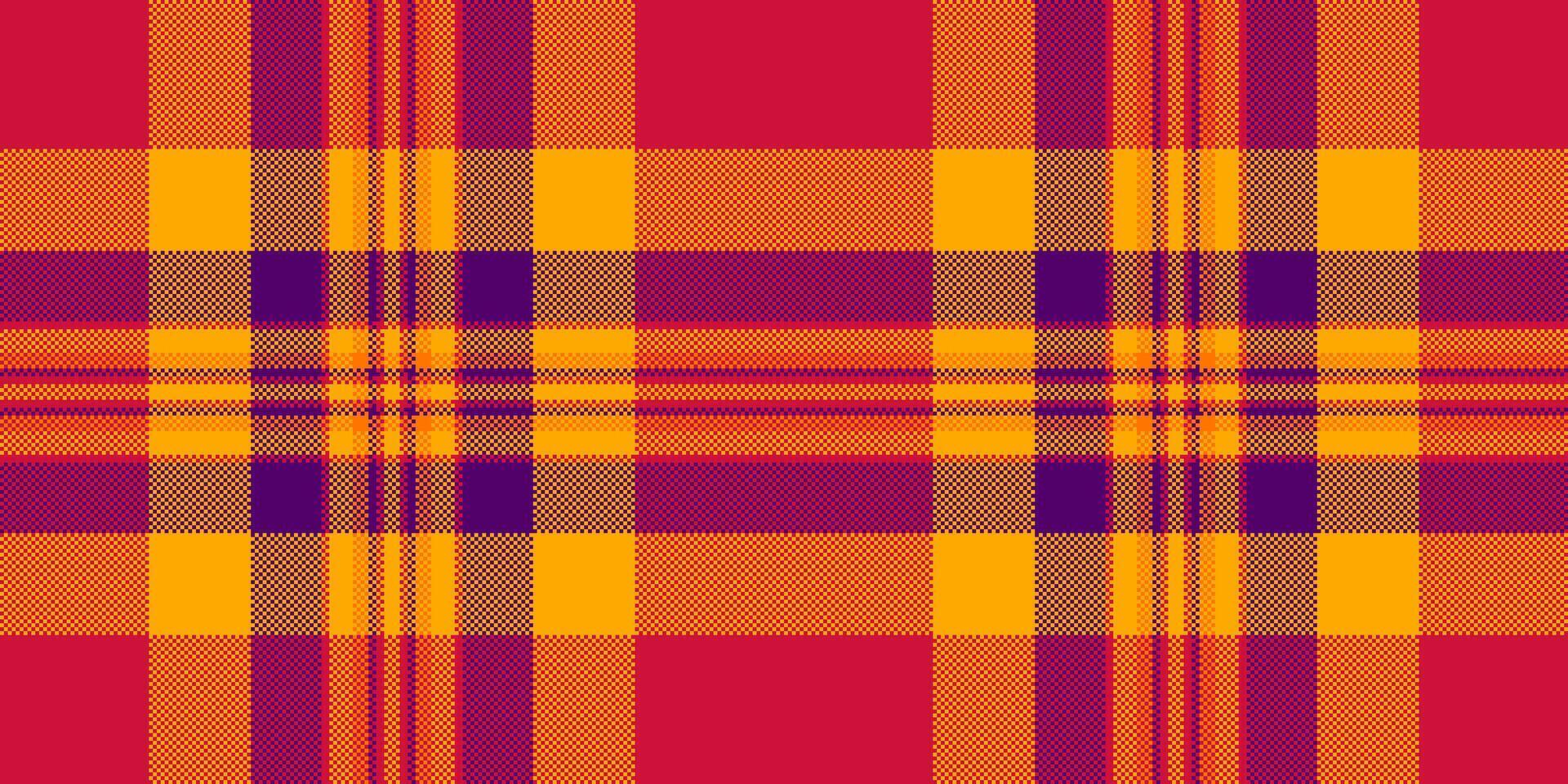 Moda cheque tela patrón, Escocia sin costura tartán textura. impresión antecedentes tartán textil en rojo y naranja colores. vector