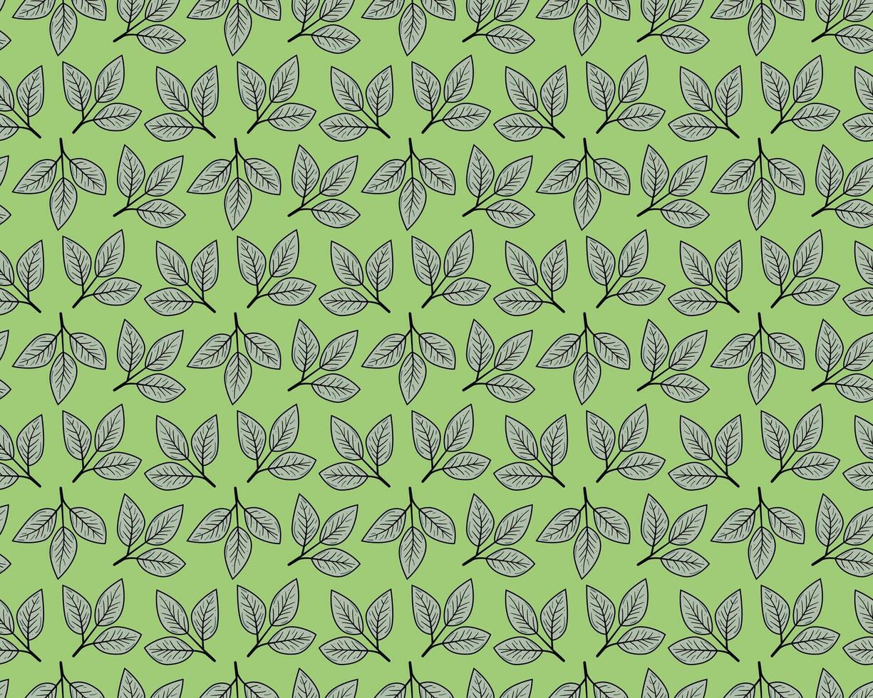 Hand drawn floral pattern design. Simple ornament with plant and leaf. vector