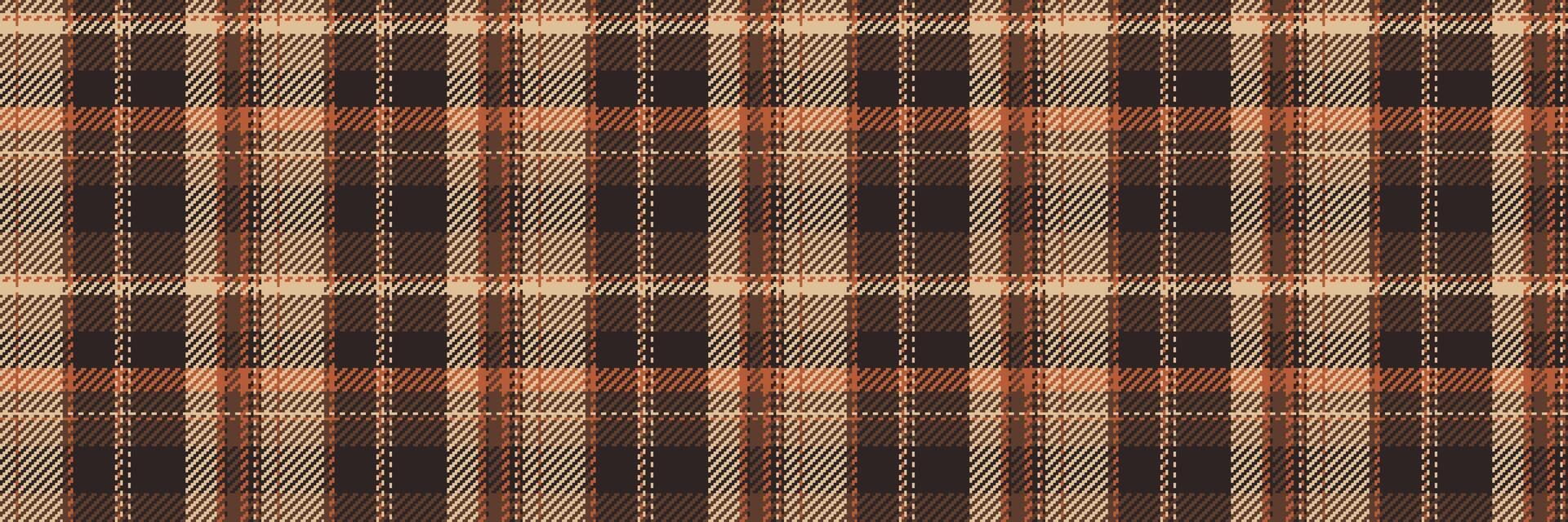 Scarf textile check seamless, buffalo tartan pattern. Design fabric plaid background texture in orange and dark colors. vector