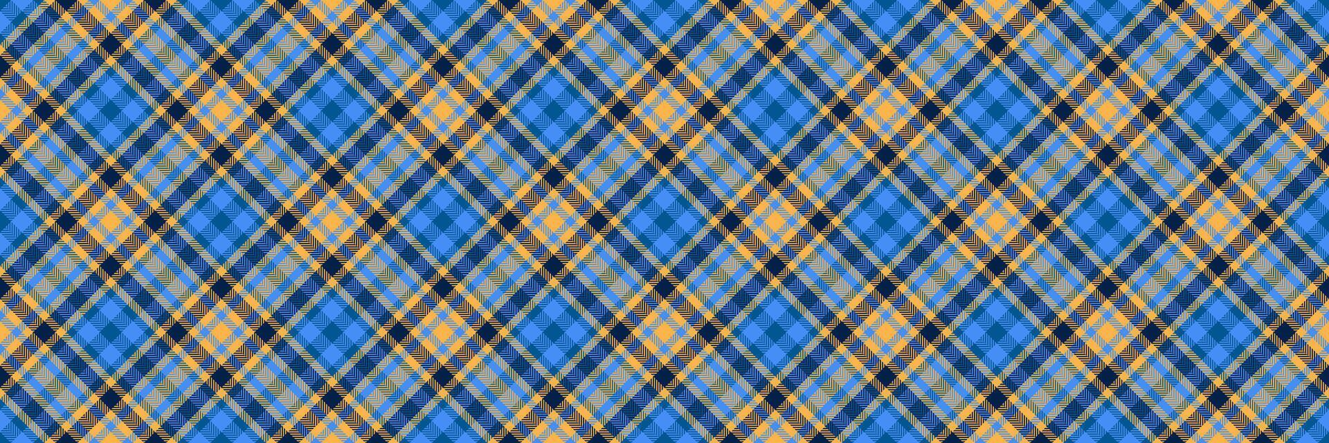 Content background pattern textile, picnic seamless fabric. Installing plaid tartan check texture in amber and blue colors. vector