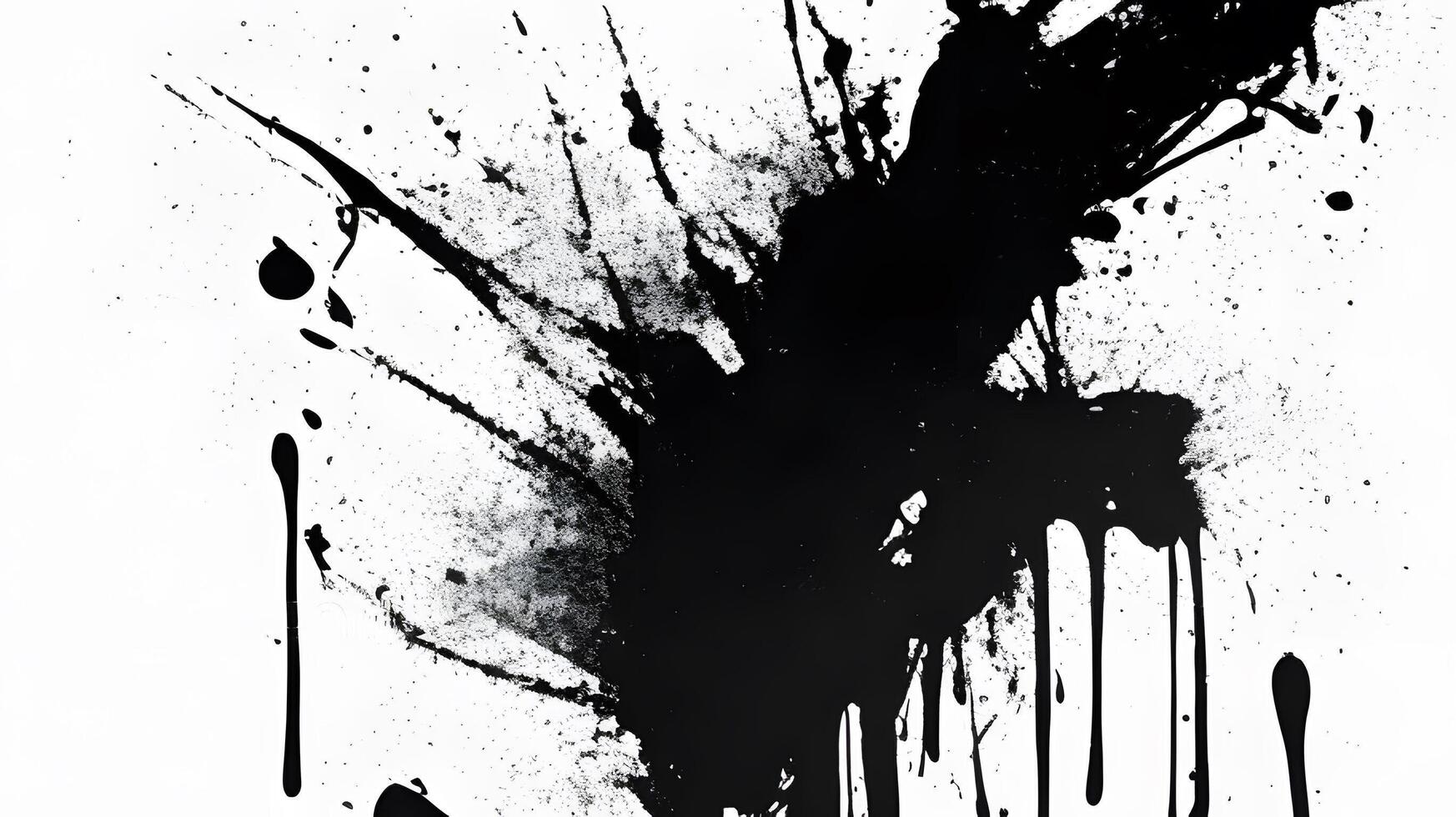 Abstract Black Splash Paint on White Background photo