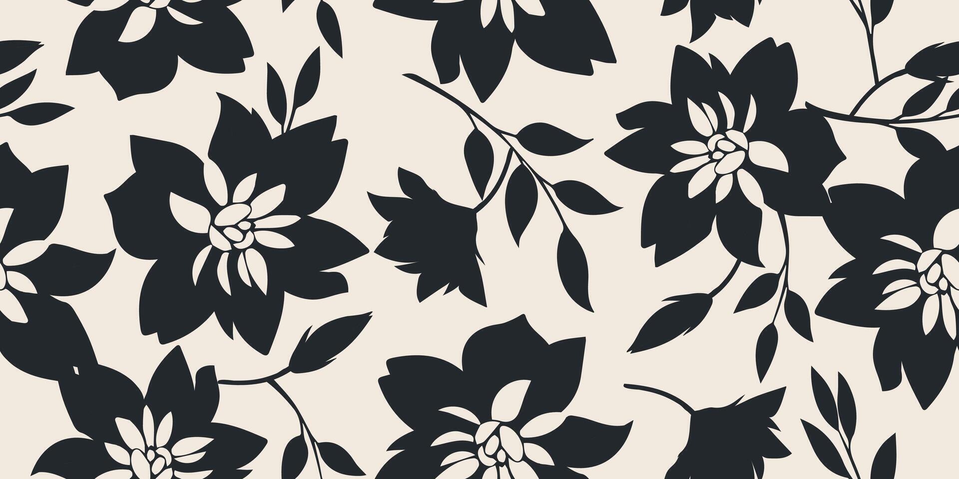 Flower seamless pattern . Organic shapes abstract floral background. Modern print in black and white colors for textile design, fabric, wallpaper, covers, cards, wall art, posters and decoration. vector