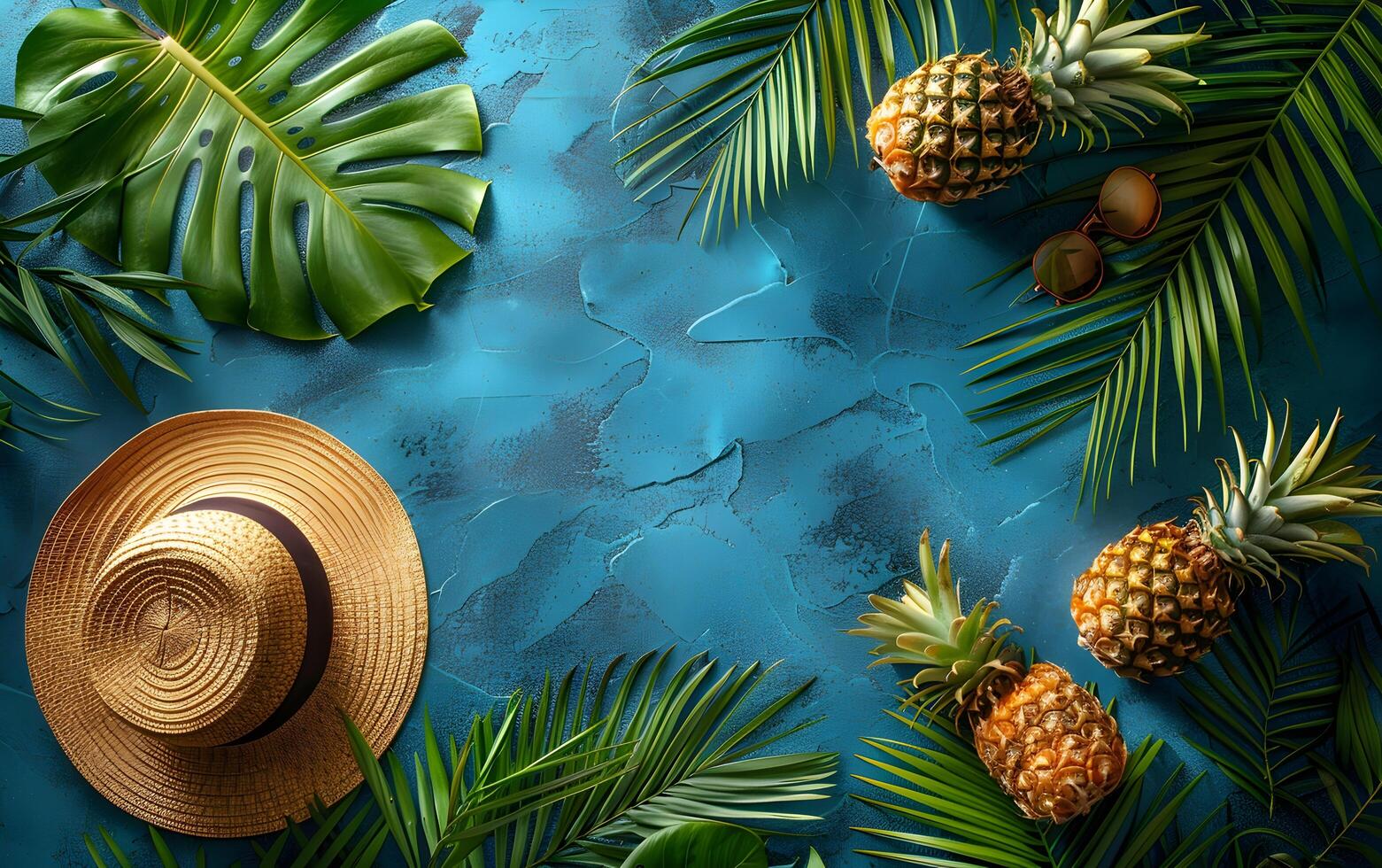 Vacation summer holiday travel tropical ocean sea banner panorama greeting card - straw hat photo