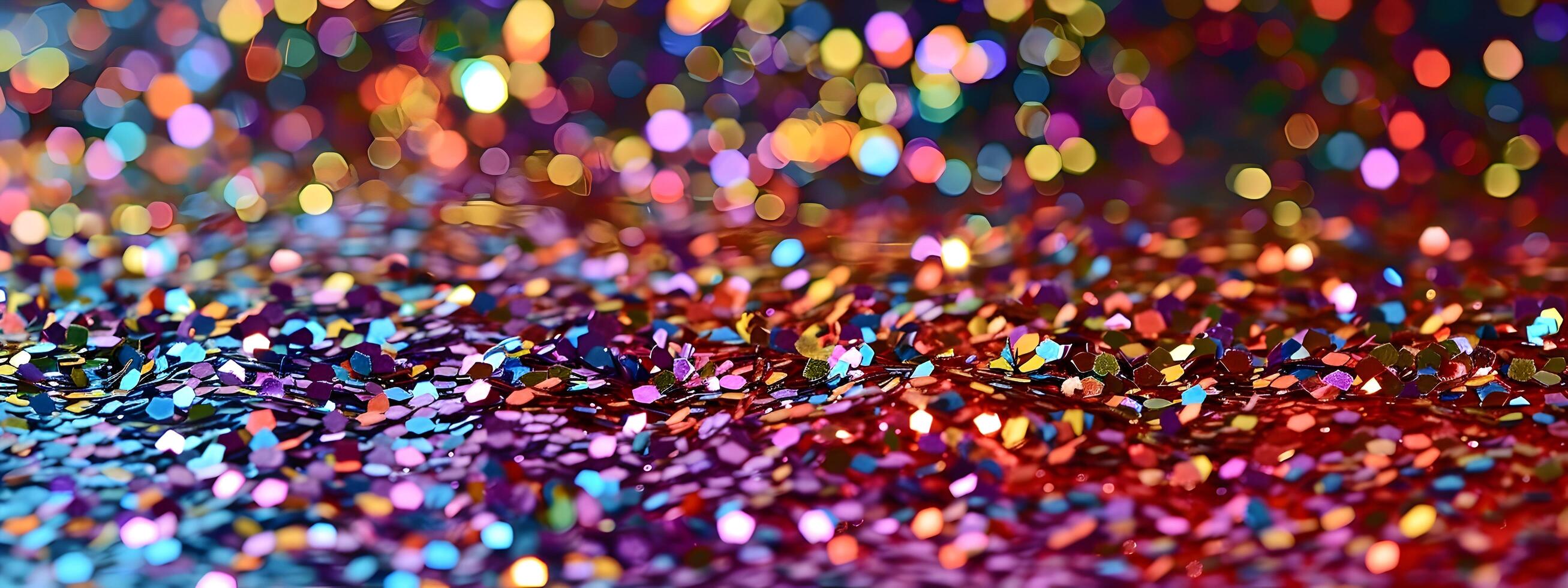 Falling colorful multicolored glitter confetti background photo