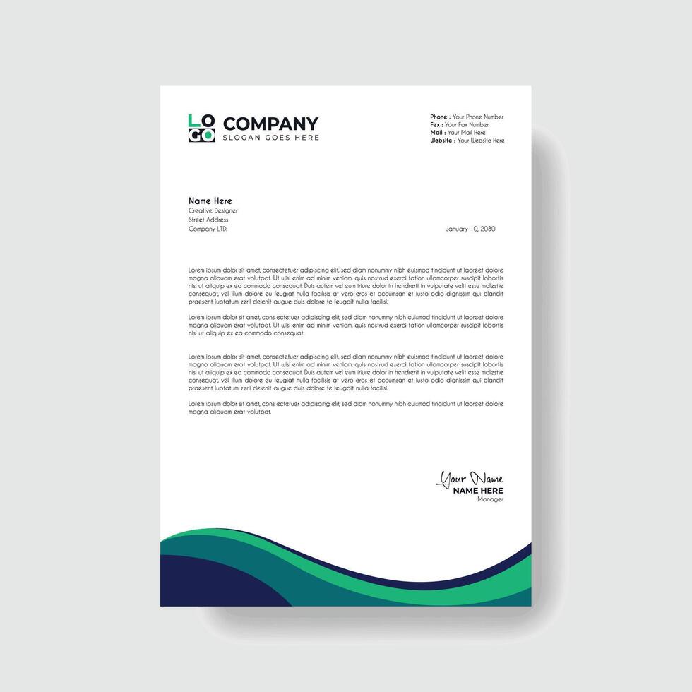 Professional And Creative Modern Corporate Business Letter Head Template. vector