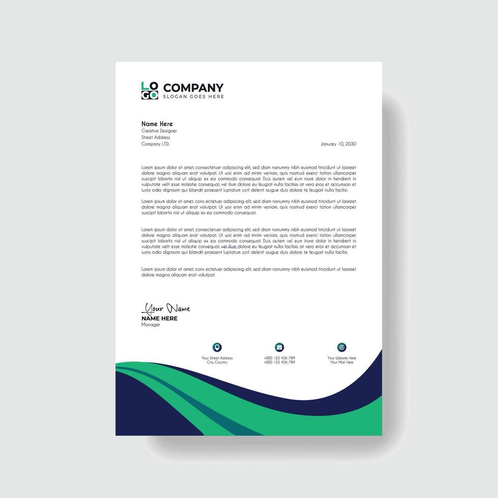 Professional And Creative Modern Corporate Business Letter Head Template. vector