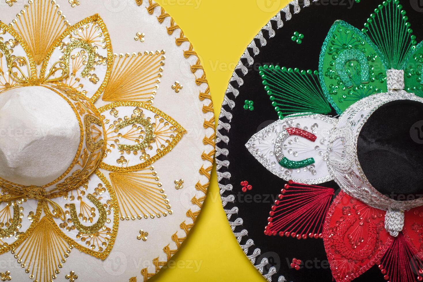 Mariachi hat on yellow background. Mexican independence concept. Cinco de mayo background. photo