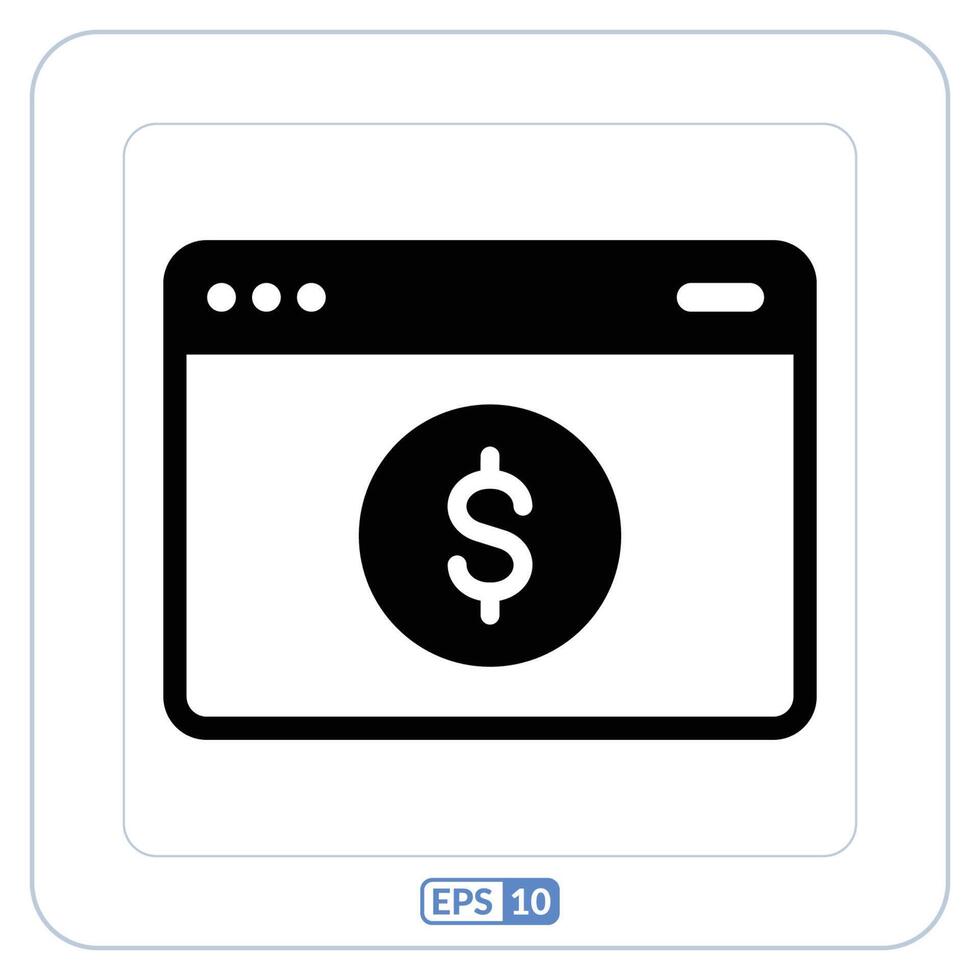 dólar firmar icono en un computadora pantalla. en línea dinero plano icono vector