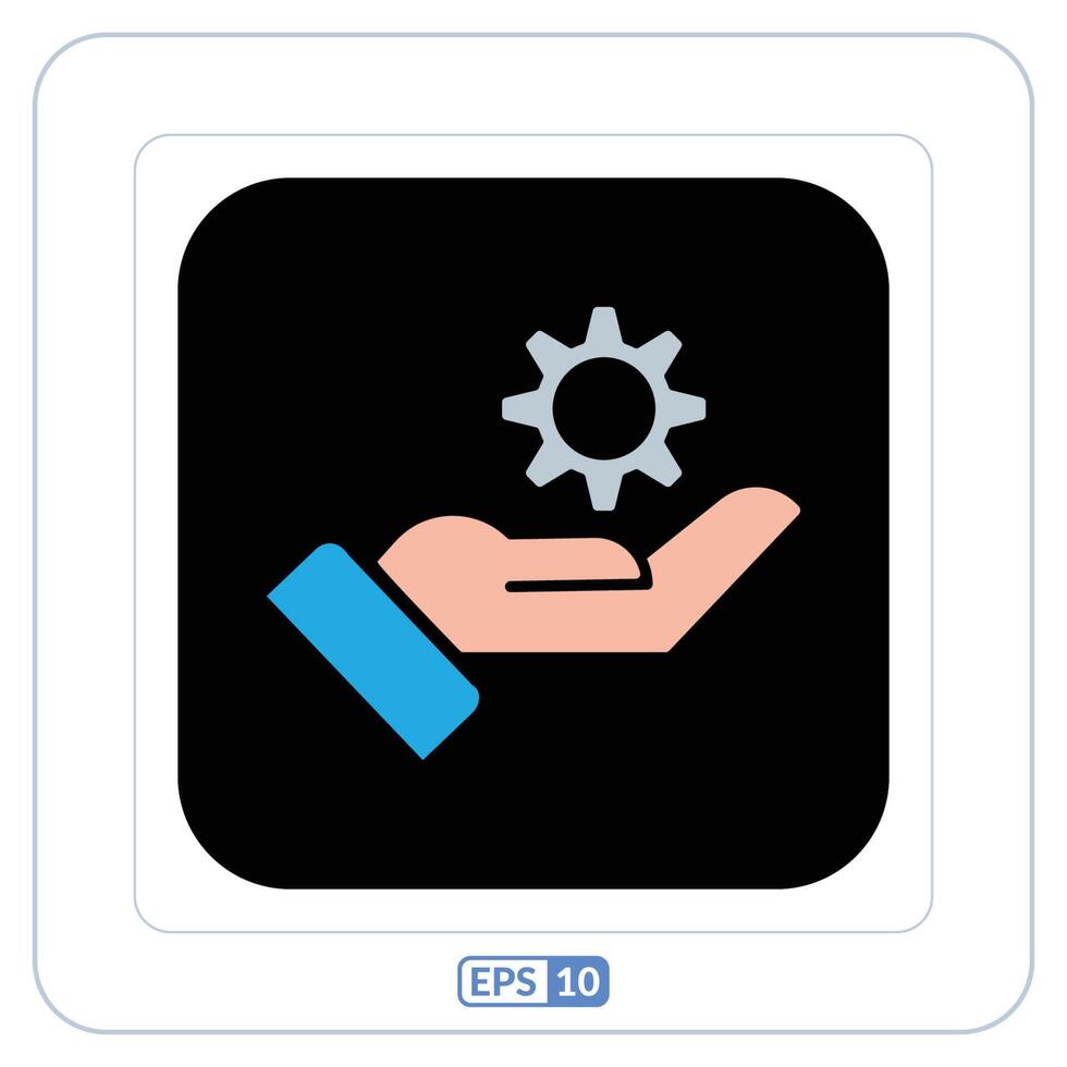 Hand holding a setting wheel flat icon vector