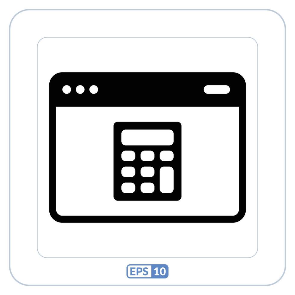 Calculator icon on a computer screen. Online calculator symbol vector