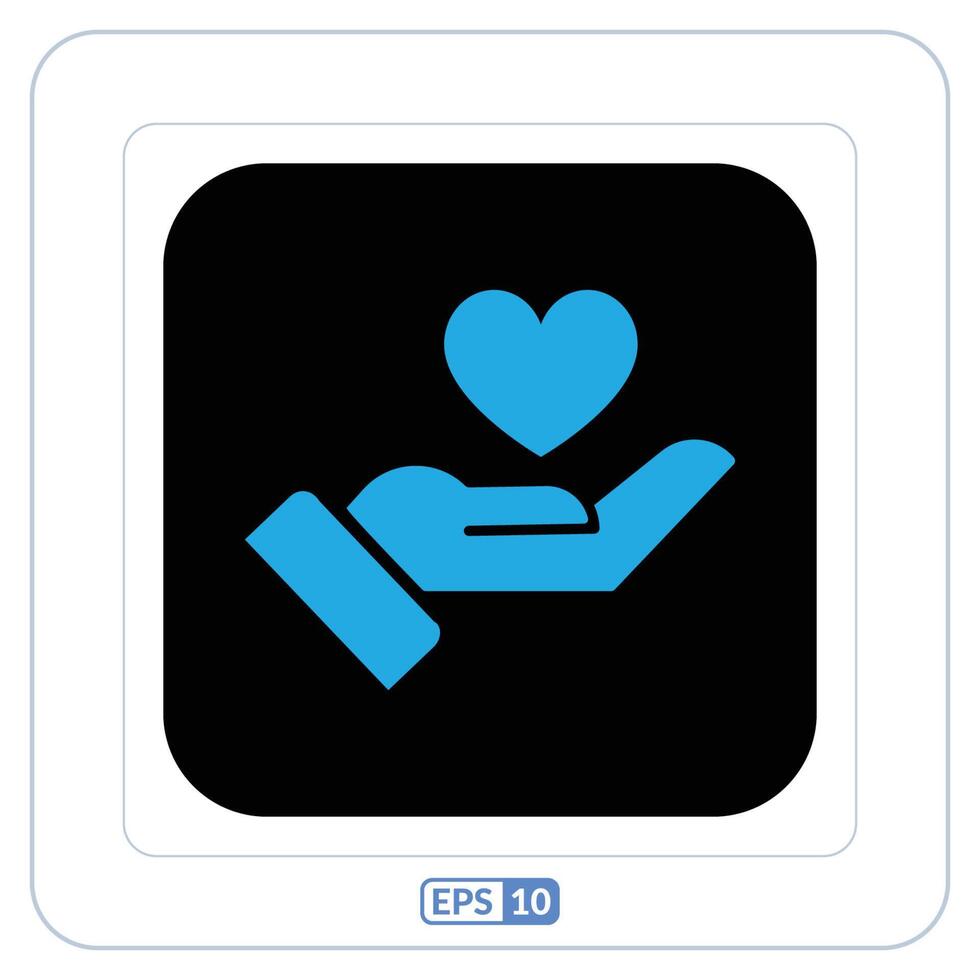 Hand holding a heart icon on a white background. vector