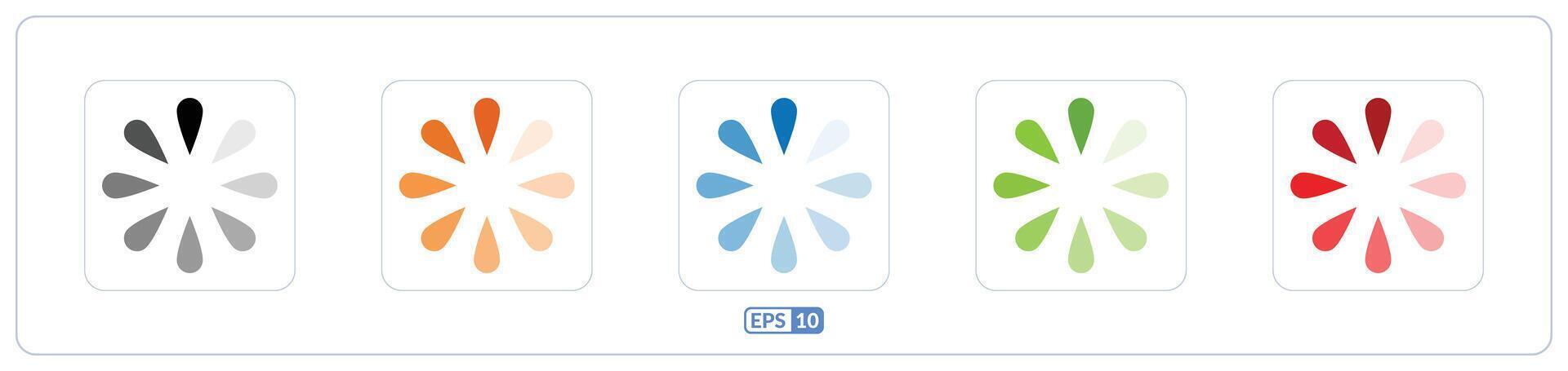 Processing, refreshing color flat icon set. White background with four different colored squares vector