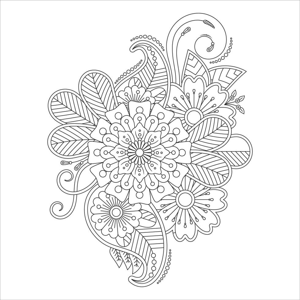 Set of mehndi flower. decoration in ethnic oriental, indian style. doodle ornament. outline hand draw illustration vector