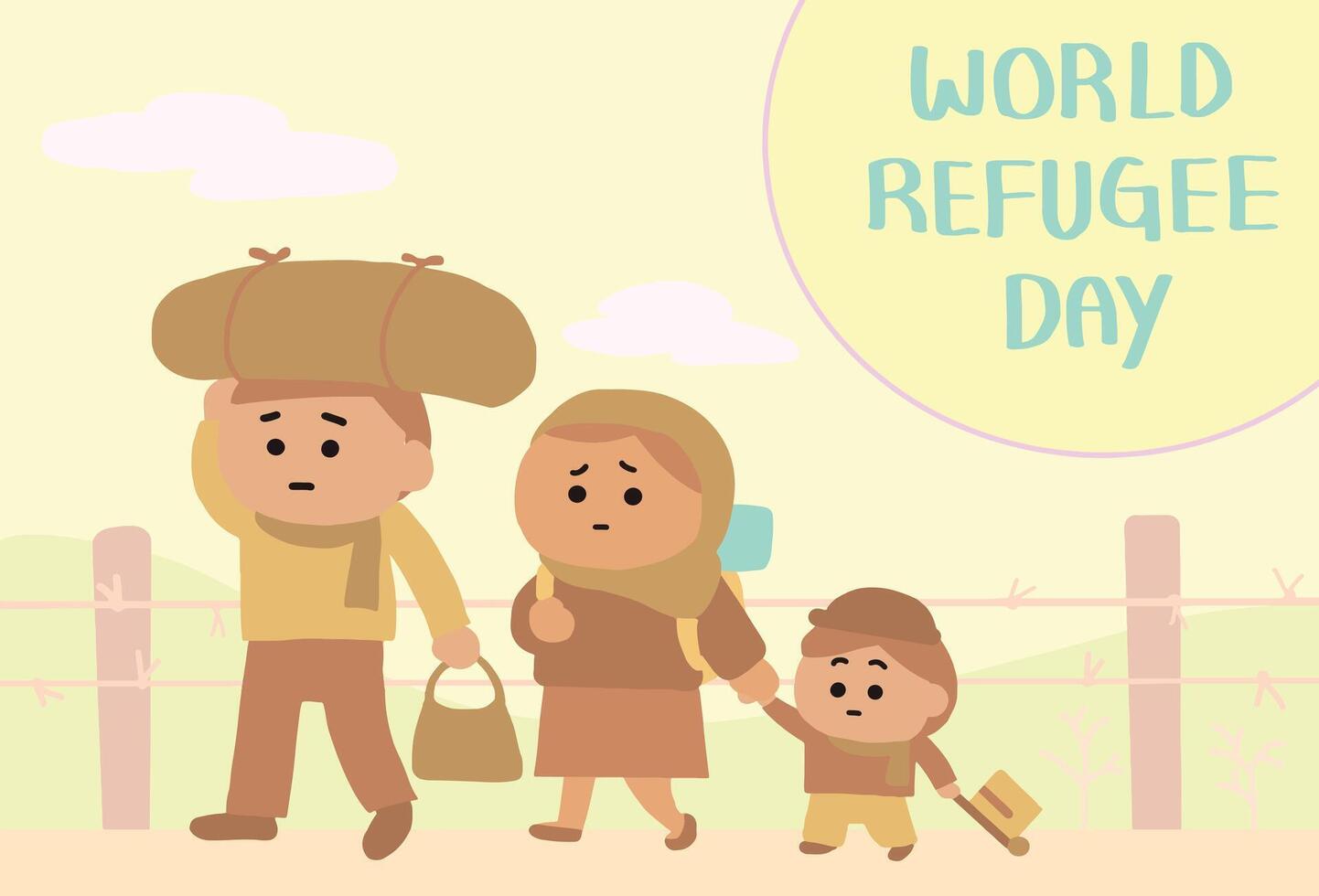 Immigrant families are taking refuge. vector