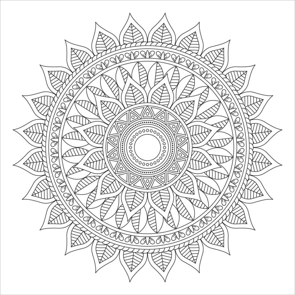 patrón circular en forma de mandala para henna, mehndi, tatuaje, decoración. adorno decorativo en estilo étnico oriental. página de libro para colorear. vector