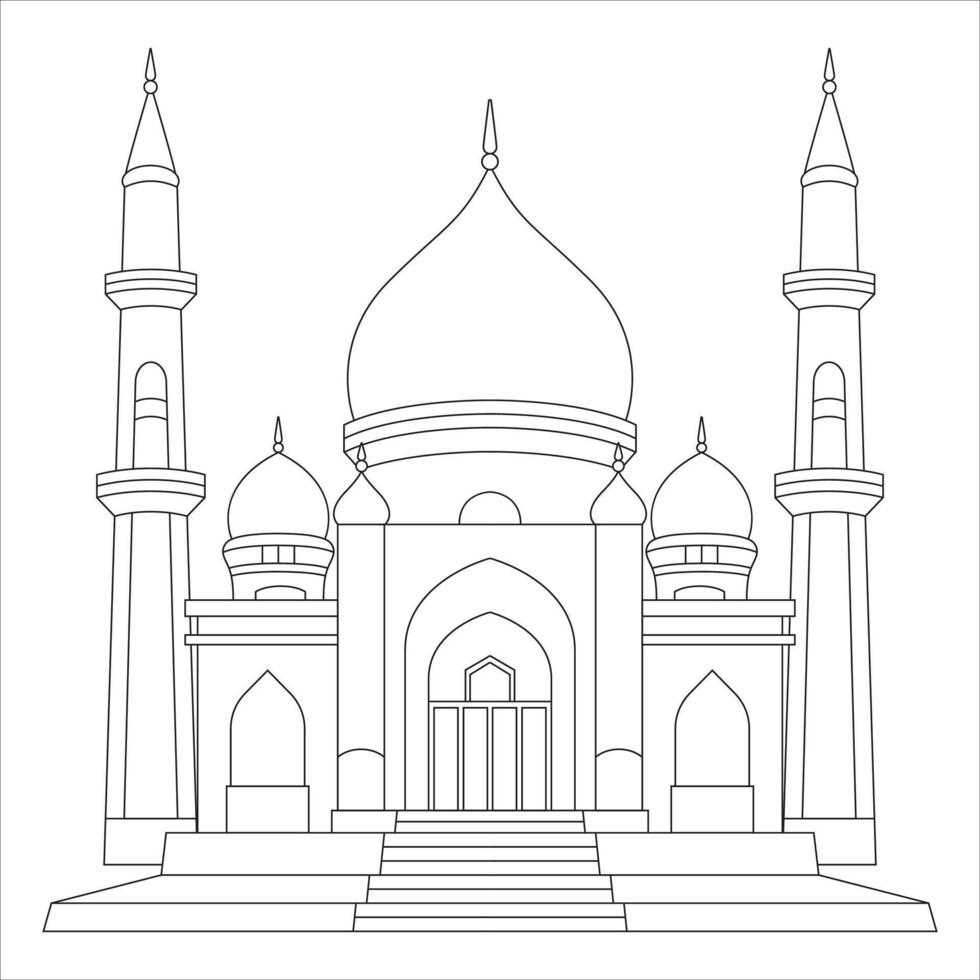 Ramadan Mosque Coloring Page for Kids vector