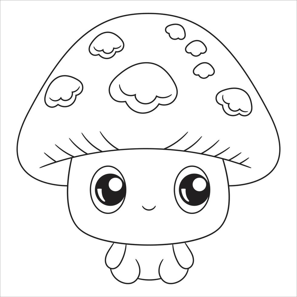 Mushroom House Coloring Page for Kids vector