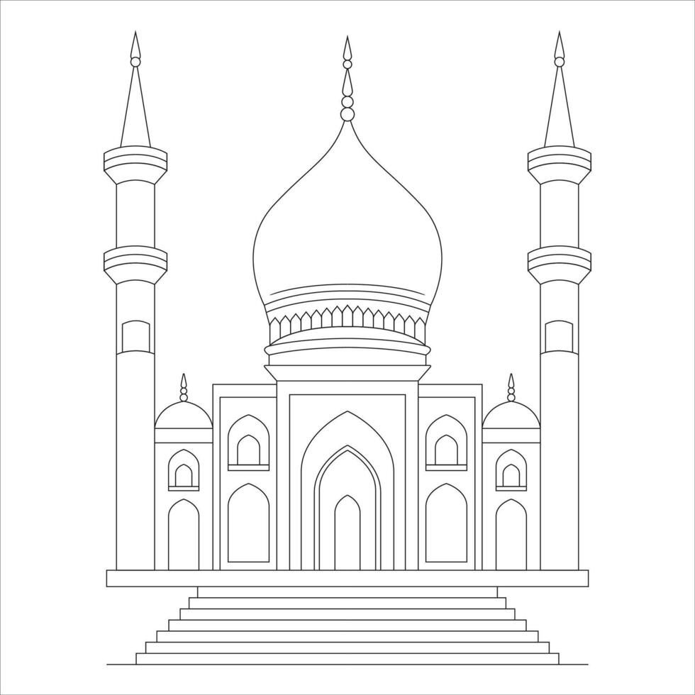 Ramadan Mosque Coloring Page for Kids vector