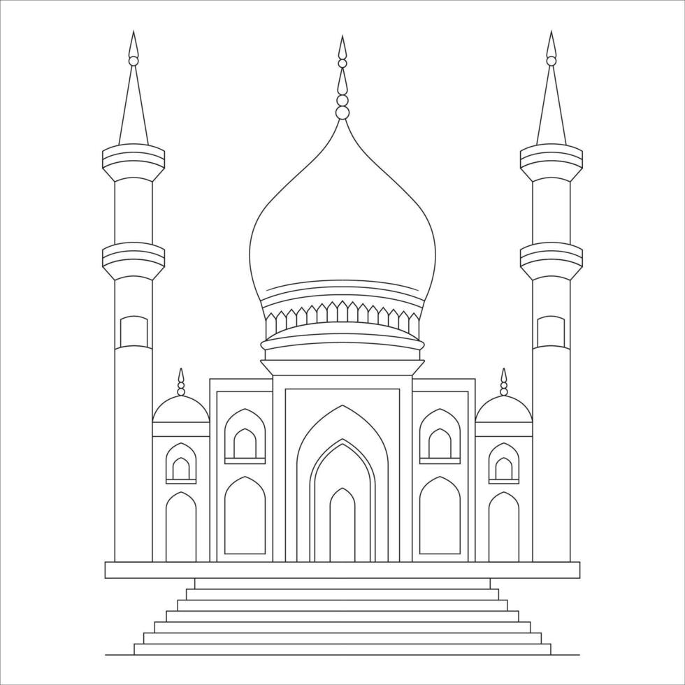 Mezquita de Ramadán para colorear para niños vector