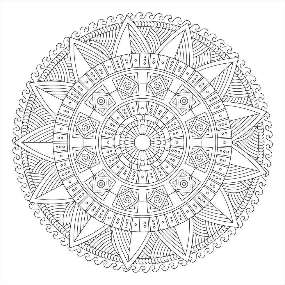 patrón circular en forma de mandala para henna, mehndi, tatuaje, decoración. adorno decorativo en estilo étnico oriental. página de libro para colorear. vector