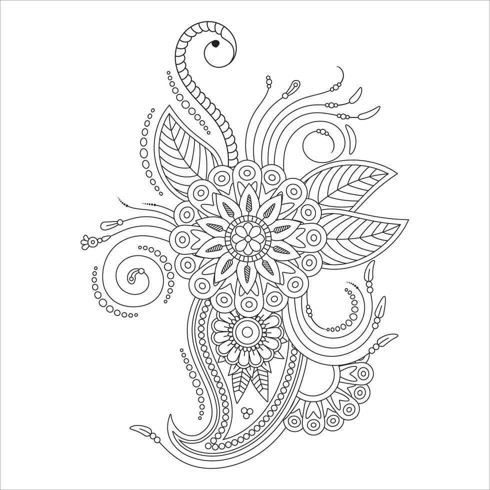 Set of mehndi flower. decoration in ethnic oriental, indian style. doodle ornament. outline hand draw illustration vector