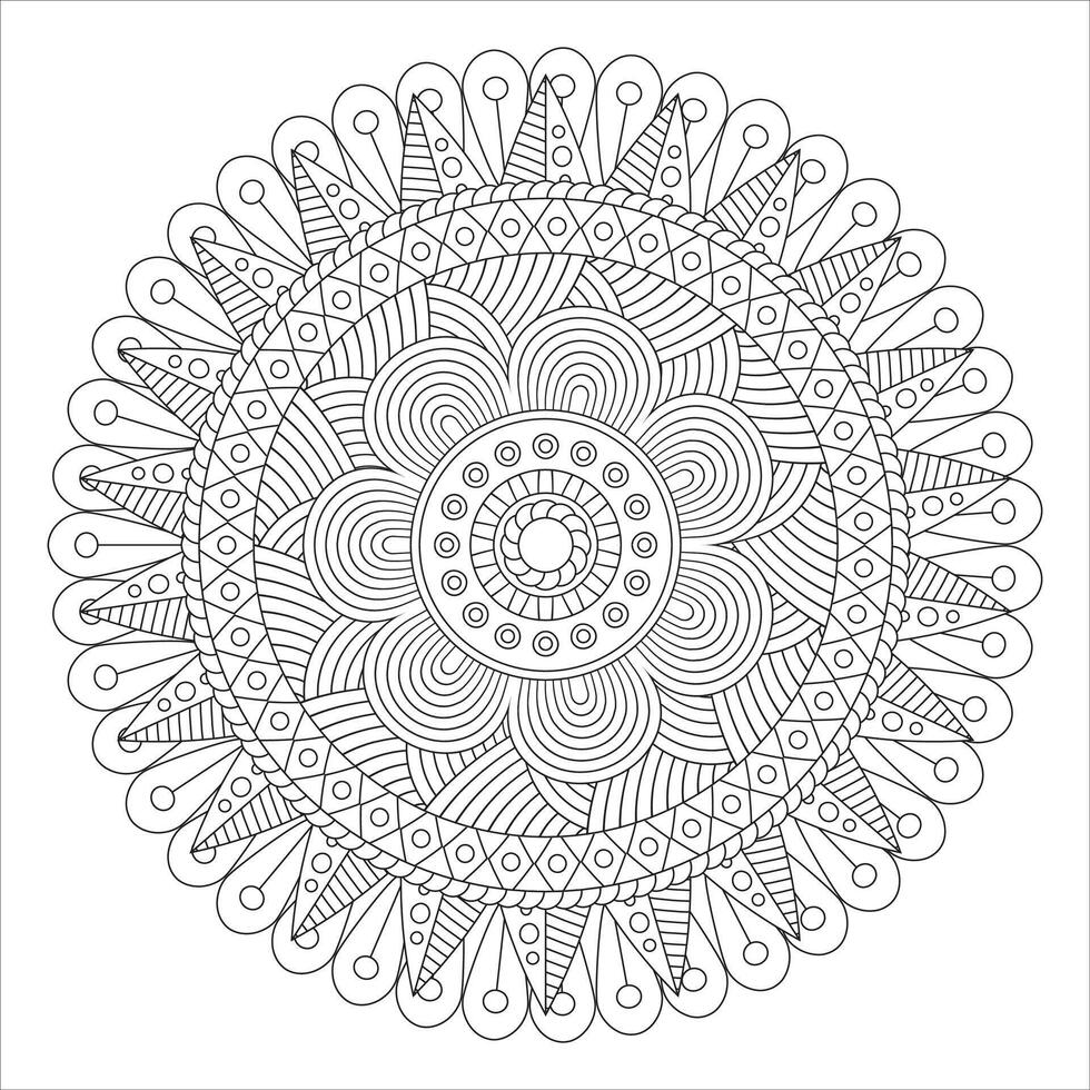 patrón circular en forma de mandala para henna, mehndi, tatuaje, decoración. adorno decorativo en estilo étnico oriental. página de libro para colorear. vector