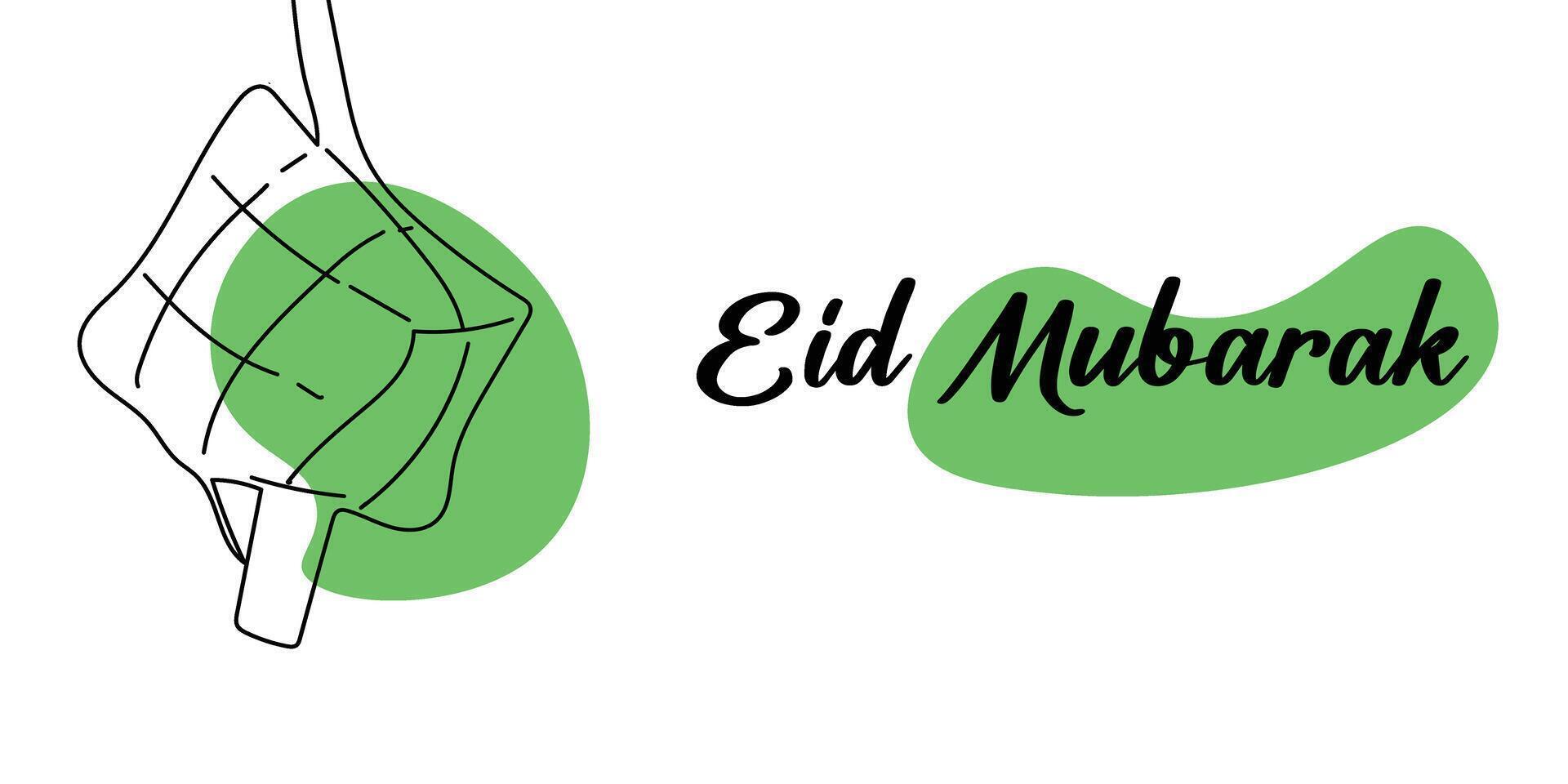 line art eid mubarak banner illustration. vector