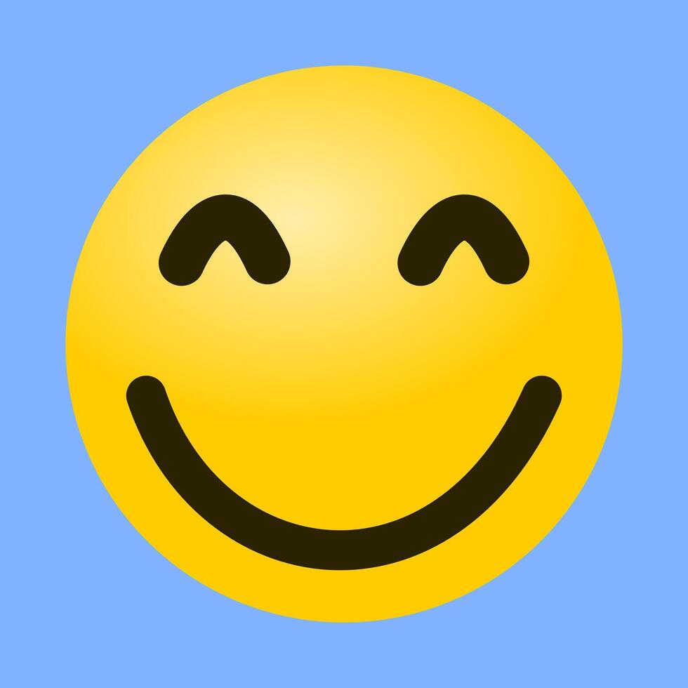 Happy Facial expression emoticon isolated on blue background, happy cartoon, happy facial expression, happy smile emoji, emoticon vector
