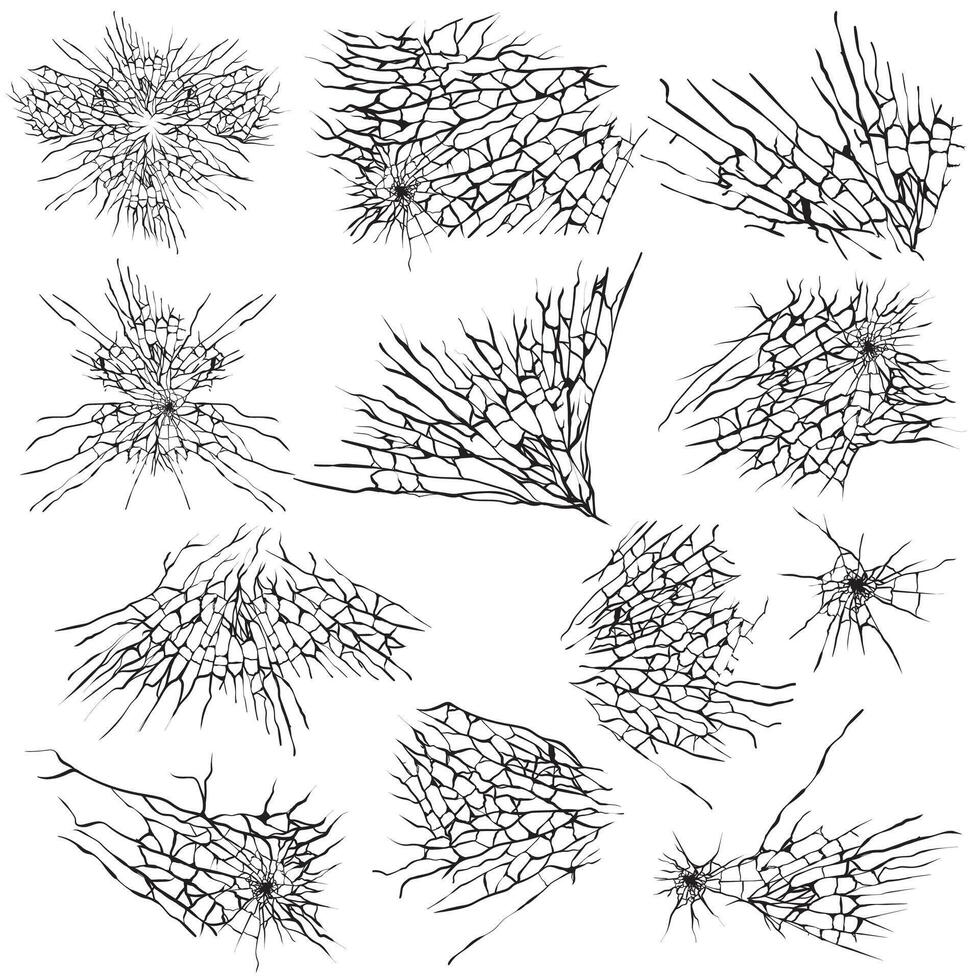Set of Glass Cracks Element vector