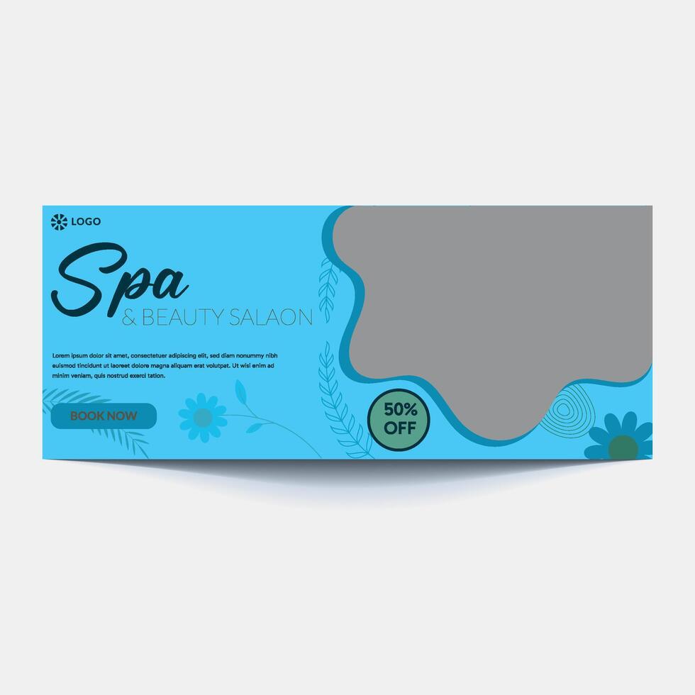 spa and beauty banner template. Spa, beauty, and massage social media post. Flat design with a photo space. Usable for social media, banner, and web internet vector