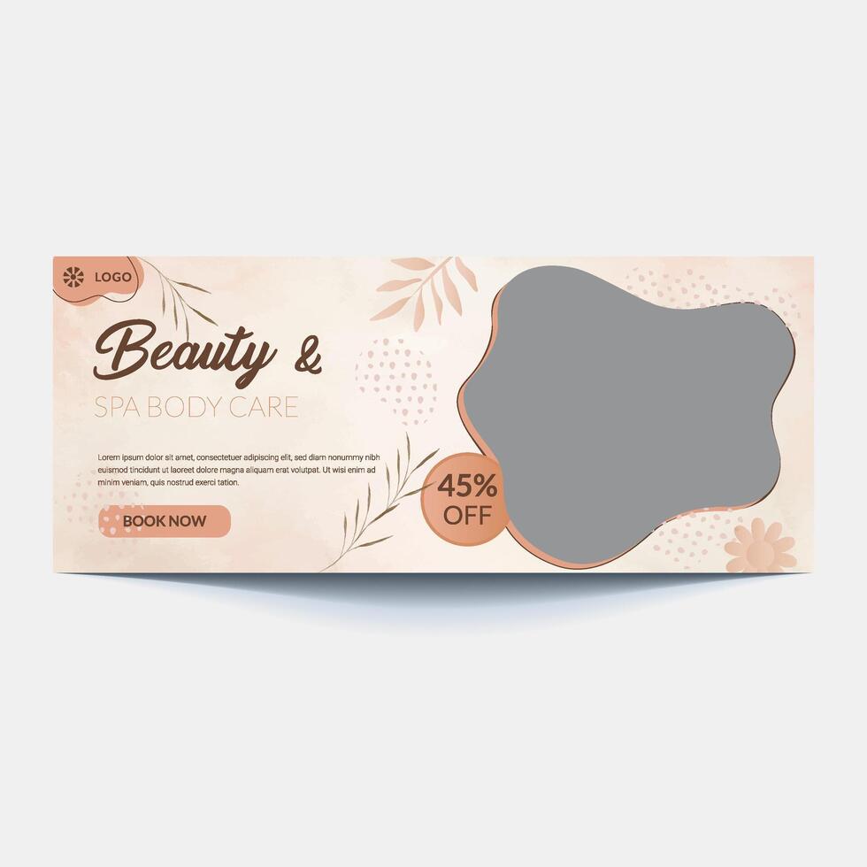 spa and beauty banner template. Spa, beauty, and massage social media post. Flat design with a photo space. Usable for social media, banner, and web internet vector