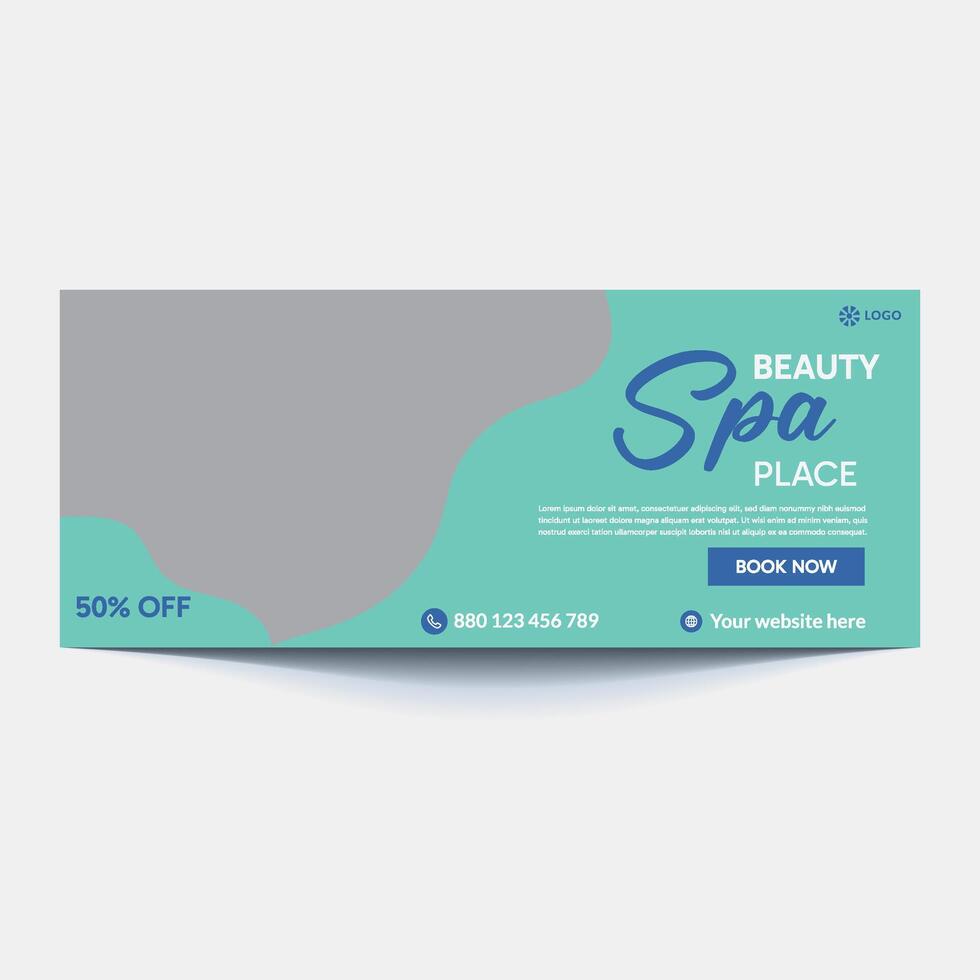 spa and beauty banner template. Spa, beauty, and massage social media post. Flat design with a photo space. Usable for social media, banner, and web internet vector