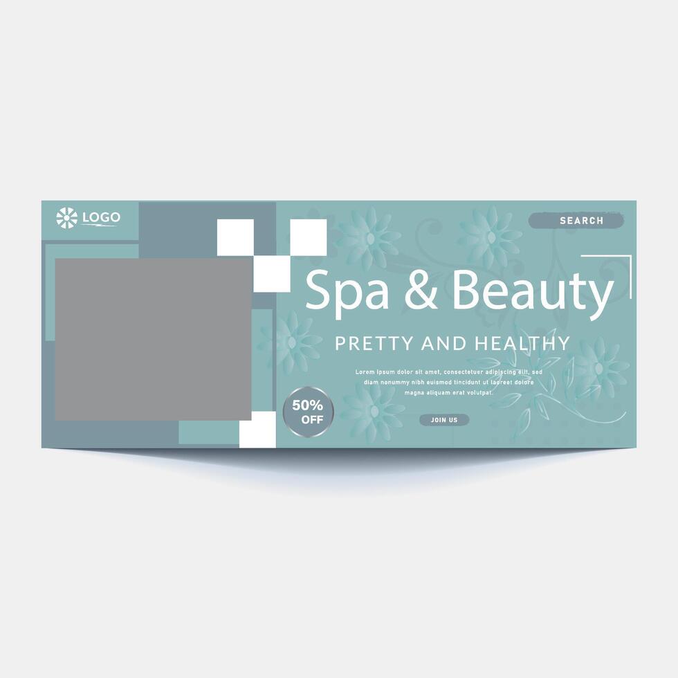 spa and beauty banner template. Spa, beauty, and massage social media post. Flat design with a photo space. Usable for social media, banner, and web internet vector