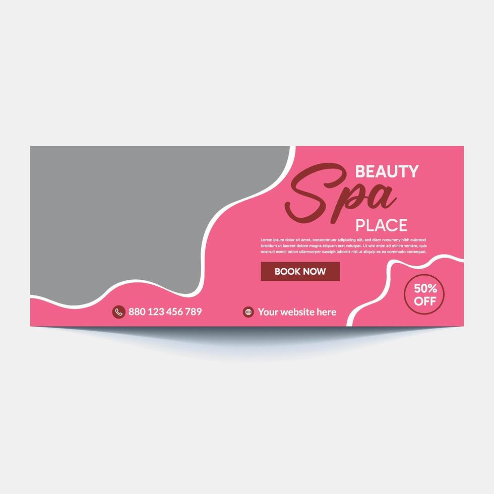 spa and beauty banner template. Spa, beauty, and massage social media post. Flat design with a photo space. Usable for social media, banner, and web internet vector