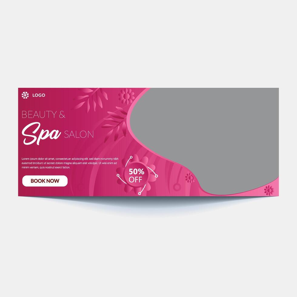 spa and beauty banner template. Spa, beauty, and massage social media post. Flat design with a photo space. Usable for social media, banner, and web internet vector