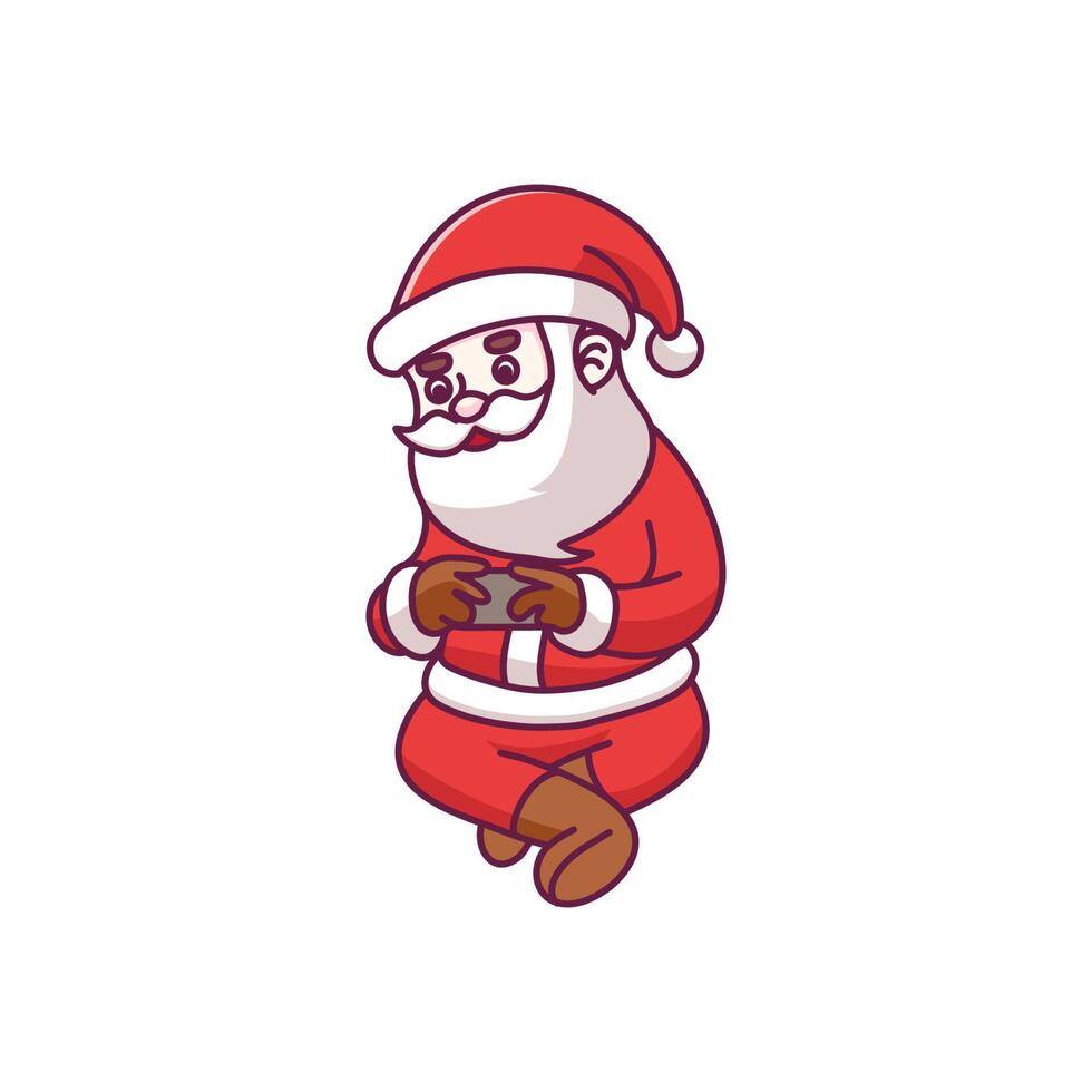 cute santa claus playing game vector