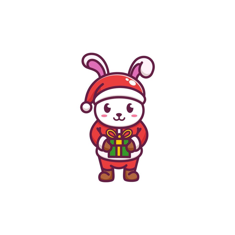 Cute Rabbit Celebrating chrismast vector